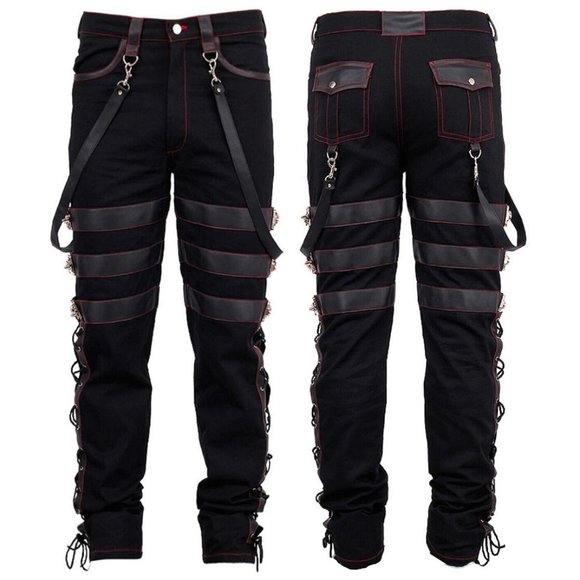 Prime Quality Women's Gothic Bondage Trouser Zip Detachable Shorts Silver Chains Trouser Tripp Pants/USA